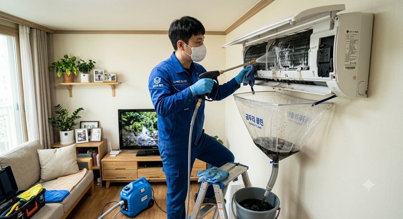 평택시 서정동 에어컨청소 작업 과정 4